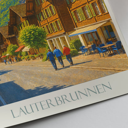 Lauterbrunnen Switzerland Poster, Staubbach Falls Art Print | Swiss Village Wall Art | Alpine Travel Decor Gift