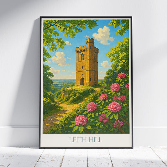 Leith Hill Tower Travel Poster | Surrey Hills Countryside Art Print | Historic UK Landmark Wall Decor | England Landscape Gift