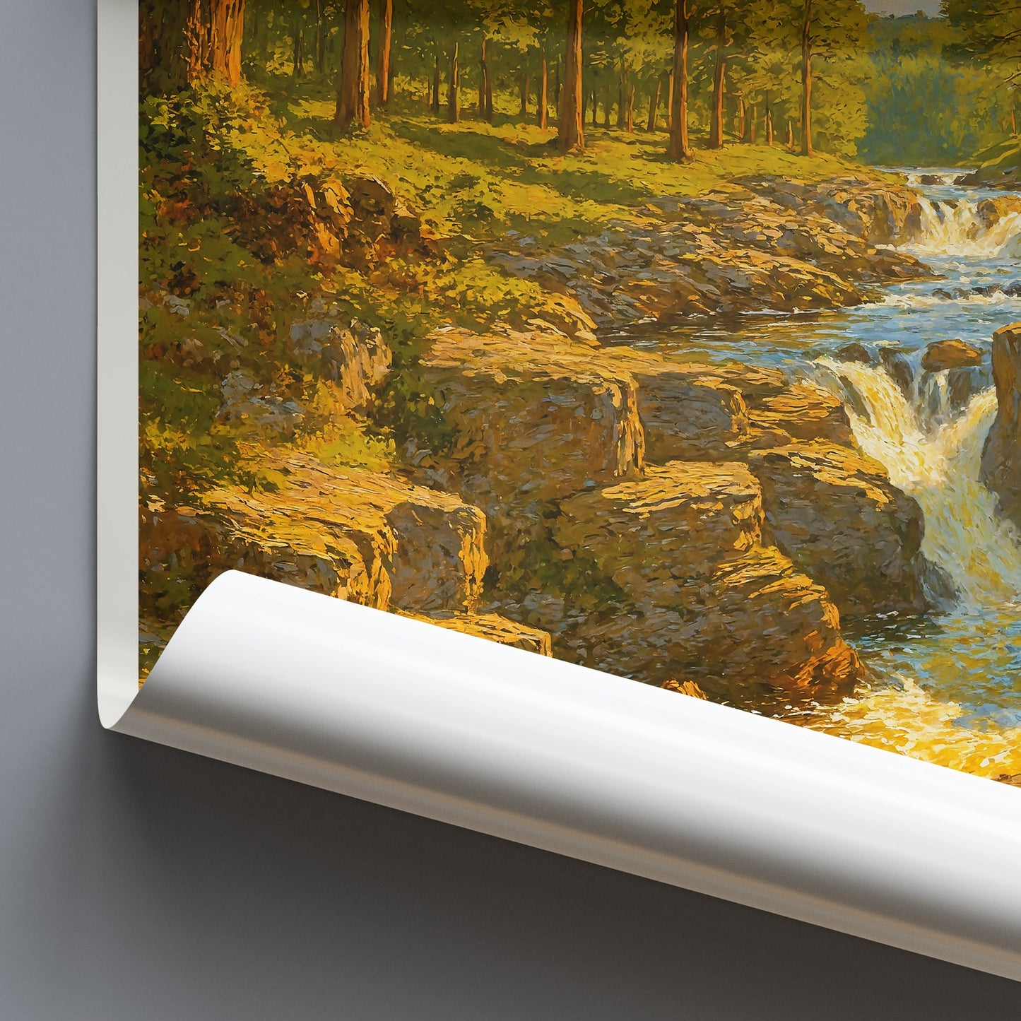 Linn of Dee Travel Poster, Scotland Woodland Waterfall Art Print | Cairngorms National Park Landscape Decor | Nature Lover Gift