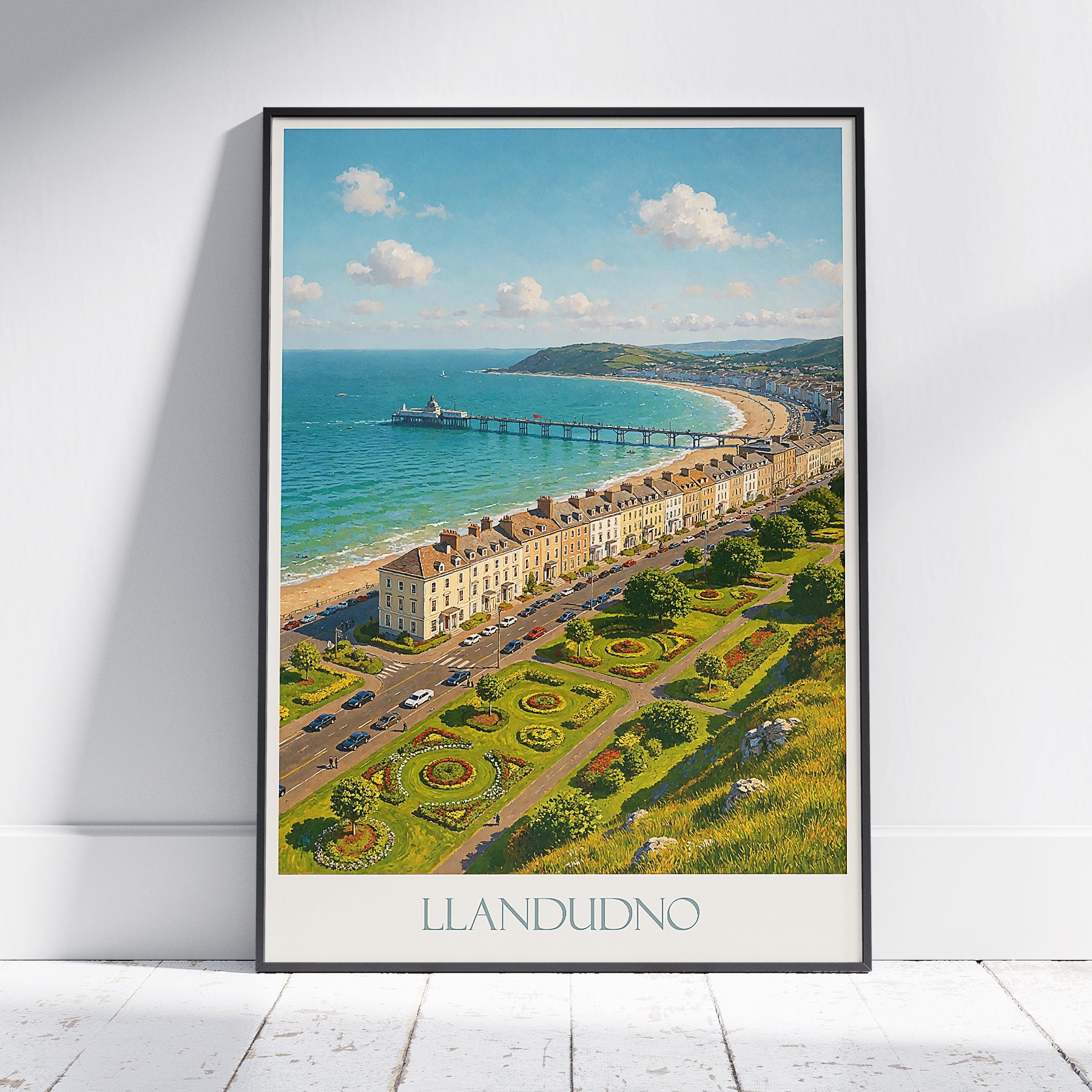 Llandudno Travel Poster, Victorian Pier Art | Charming Welsh Coast Print | Great Orme Seaside Decor