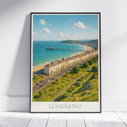 Llandudno Travel Poster, Victorian Pier Art | Charming Welsh Coast Print | Great Orme Seaside Decor