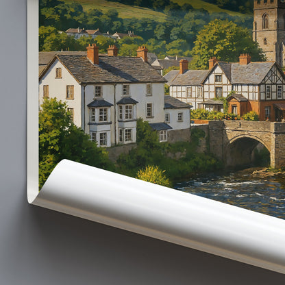 Llangollen Travel Poster, Wales River Dee Print ~ UK Town Wall Art | British Landscape Decor | Welsh Vacation Gift
