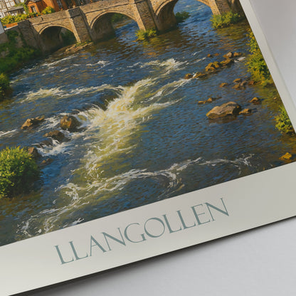 Llangollen Travel Poster, Wales River Dee Print ~ UK Town Wall Art | British Landscape Decor | Welsh Vacation Gift
