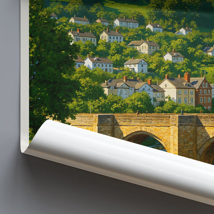 Llangollen Travel Poster, Historic Bridge Serenity | Wales Art Print & Home Decor | UK Landscape Gift