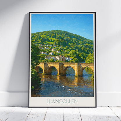 Llangollen Travel Poster, Historic Bridge Serenity | Wales Art Print & Home Decor | UK Landscape Gift