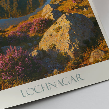 Lochnagar Travel Poster | Scotland Mountain Lake Art Print | Scottish Highlands Home Decor | Nature Landscape Gift