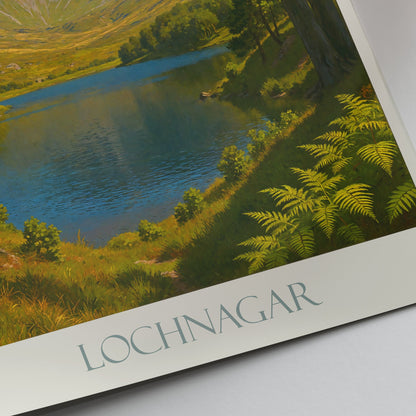 Lochnagar Travel Poster, Scottish Highlands Art | Scotland Landscape Wall Art Print | Cairngorms National Park Decor