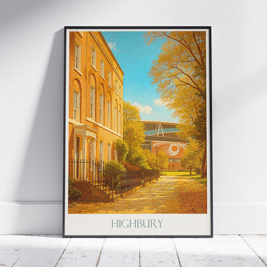 London Highbury Travel Poster | Emirates Stadium Arsenal FC Art Print | Vintage Style Football Fan Gift