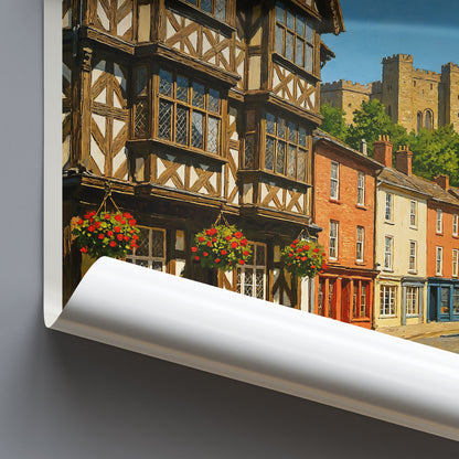Ludlow Travel Poster, Charming English Village Art ~ Shropshire Castle Town Print | Historic UK Wall Decor Gift
