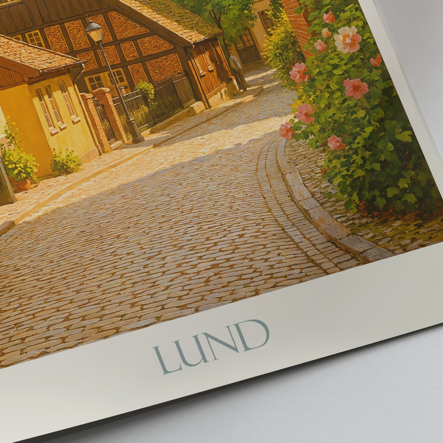 Lund Sweden Travel Poster, Old Town Street View ~ Historic Cityscape Wall Art Print | Charming European Home Decor