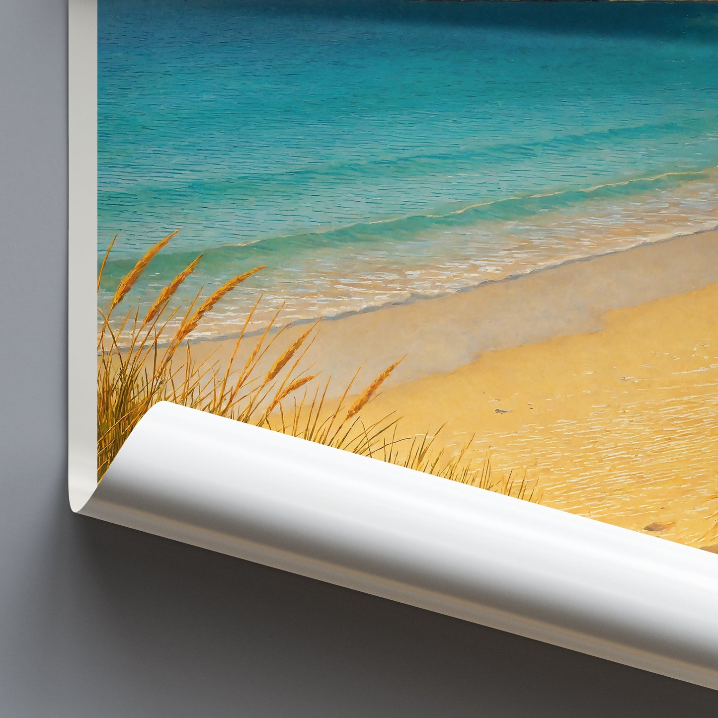 Luskentyre Beach Travel Poster, Isle of Harris Scotland Art Print | Golden Sand Dunes & Turquoise Sea Painting | Coastal Wall Decor