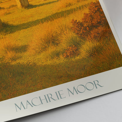 Machrie Moor Standing Stones Travel Poster | Isle of Arran Scotland Art Print | Ancient Celtic Wall Decor | Sunlit Landscape Gift
