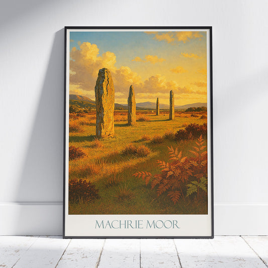 Machrie Moor Stones Travel Poster | Isle of Arran Scotland Art Print | Ancient Celtic Standing Stones Wall Art