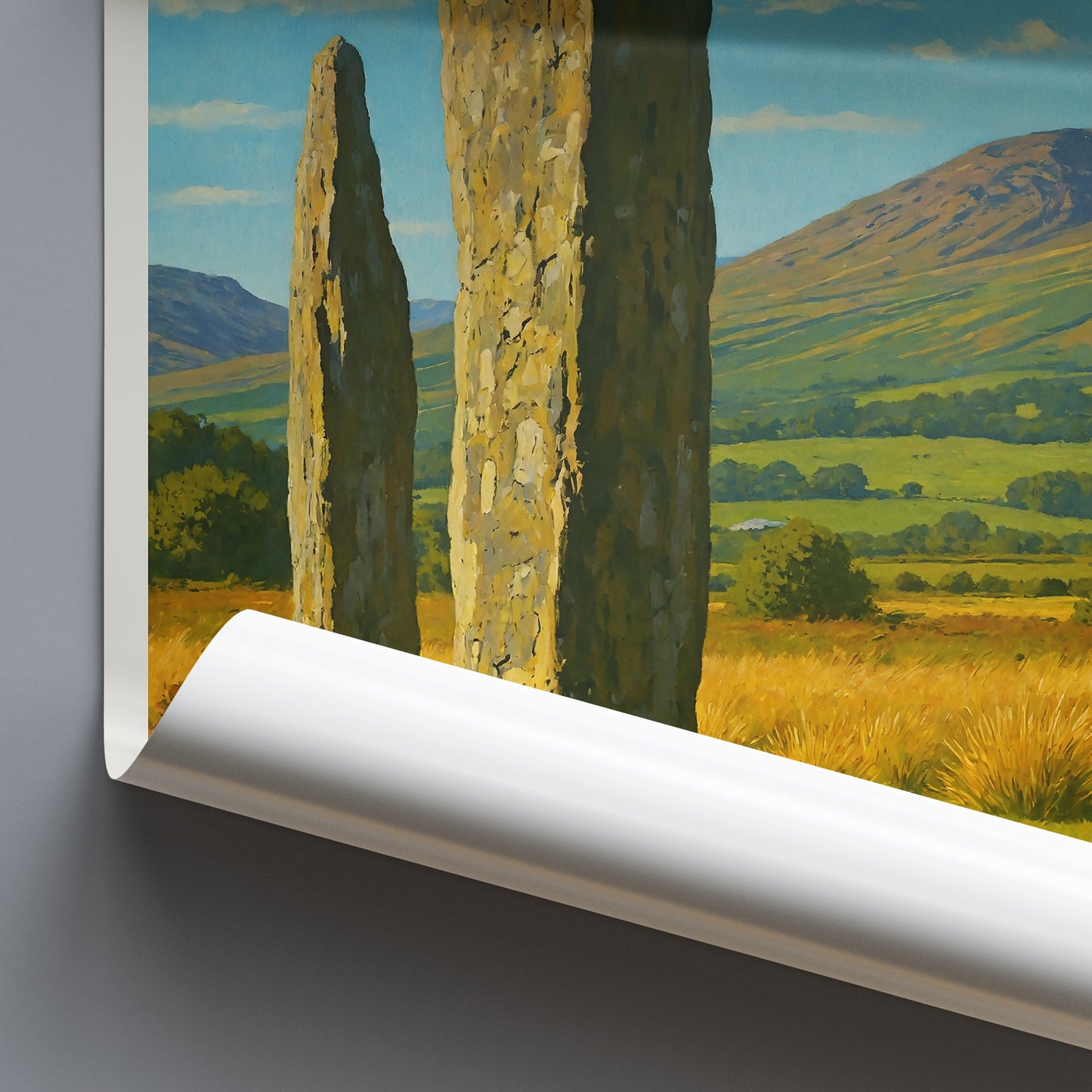 Machrie Moor Stones Travel Poster | Isle of Arran Scotland Standing Stones Wall Art | Ancient Celtic Print Home Decor