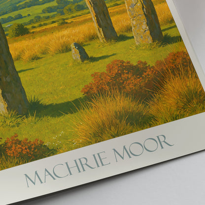 Machrie Moor Stones Travel Poster | Isle of Arran Scotland Standing Stones Wall Art | Ancient Celtic Print Home Decor