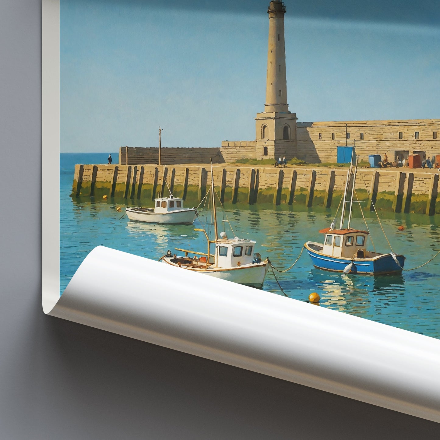 Margate Travel Poster | Vibrant Harbor Scene Art Print | Kent England Coastal Decor | Lighthouse & Boats Wall Art