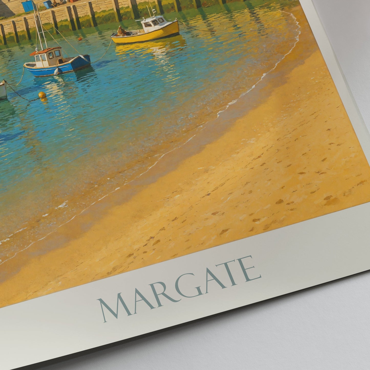 Margate Travel Poster | Vibrant Harbor Scene Art Print | Kent England Coastal Decor | Lighthouse & Boats Wall Art