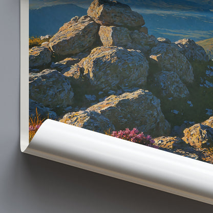 Merrick Summit Travel Poster, Scotland | Painted Mountain Art Print | Galloway Hills Landscape Decor