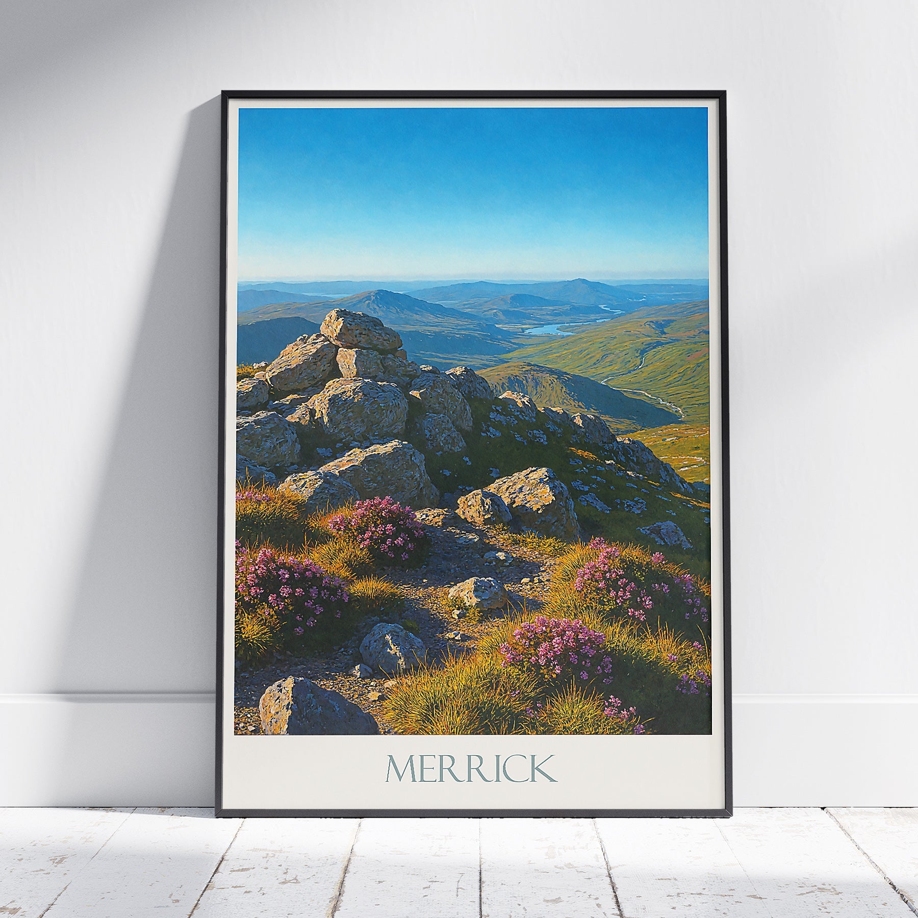 Merrick Summit Travel Poster, Scotland | Painted Mountain Art Print | Galloway Hills Landscape Decor