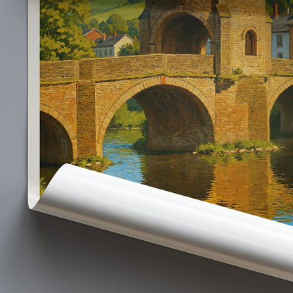 Monmouth Wales Travel Poster | Monnow Bridge Art Print | Historic UK Landmark Wall Decor