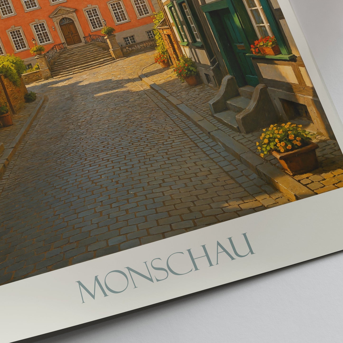 Monschau Travel Poster, Scenic German Street Art | Half-Timbered House Wall Decor | Germany Vacation Gift