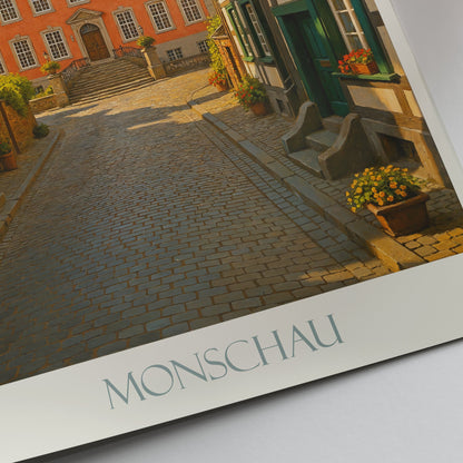 Monschau Travel Poster, Scenic German Street Art | Half-Timbered House Wall Decor | Germany Vacation Gift