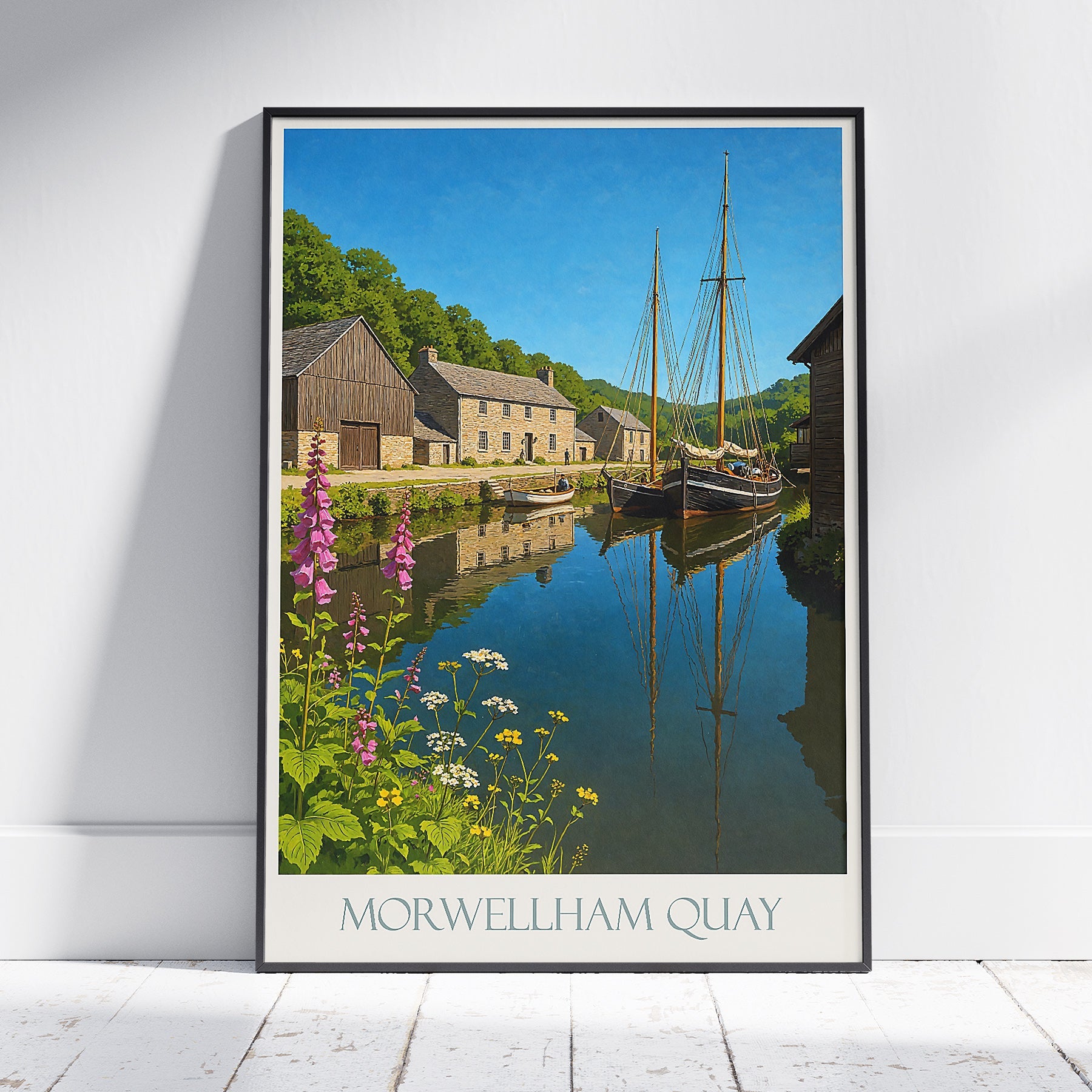 Morwellham Quay Travel Poster | Historic Devon England Art Print | Riverside Painting | UK Vacation Wall Decor