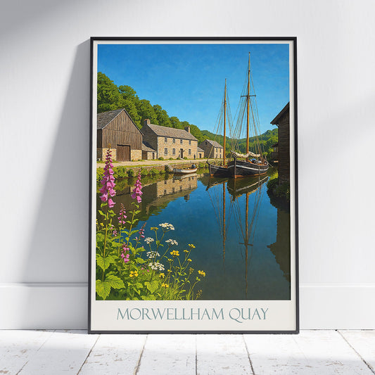 Morwellham Quay Travel Poster | Historic Devon England Art Print | Riverside Painting | UK Vacation Wall Decor