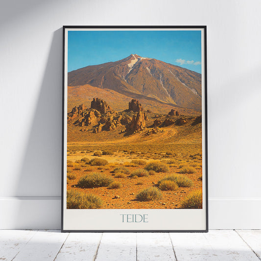 Mount Teide Travel Poster, Tenerife Spain | Volcano Landscape Art Print | Canary Islands Home Decor | Vintage Style Wall Art