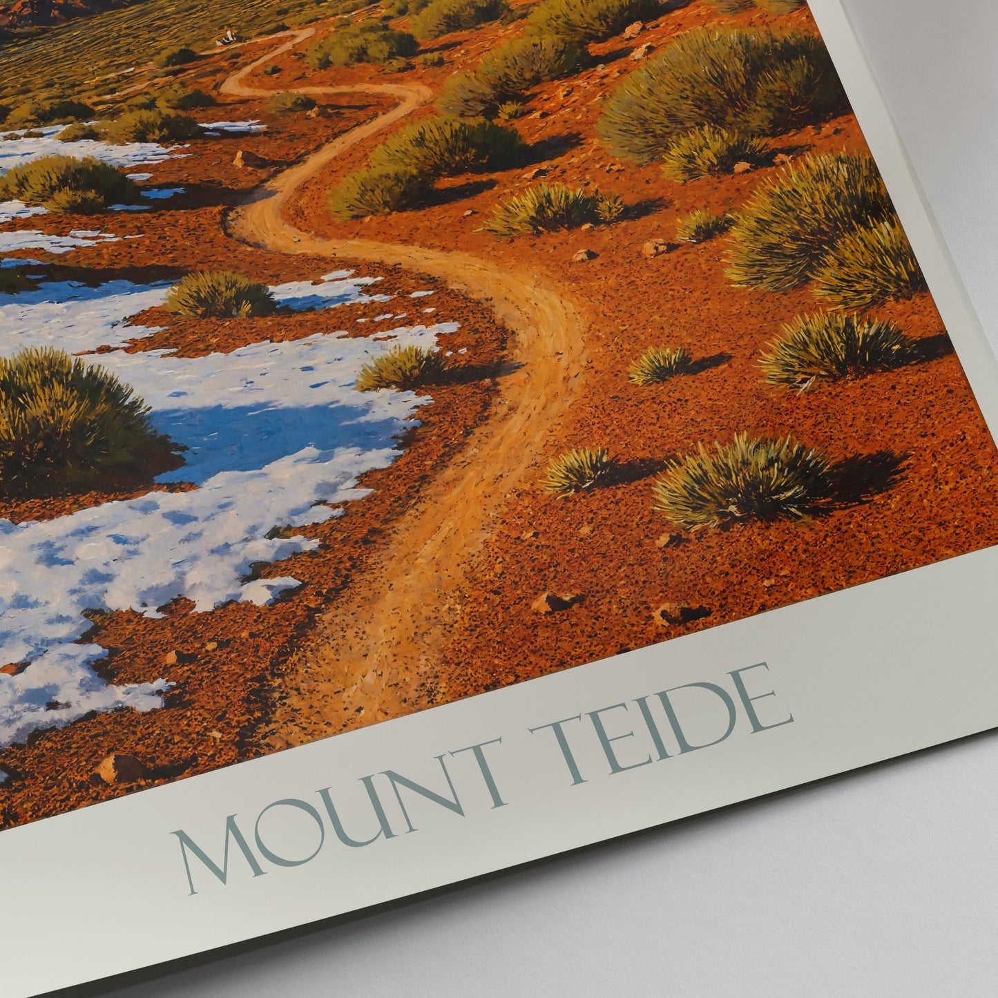 Mount Teide Travel Poster, Tenerife Canary Islands Painted Art Print | Volcano Landscape Wall Art Home Decor