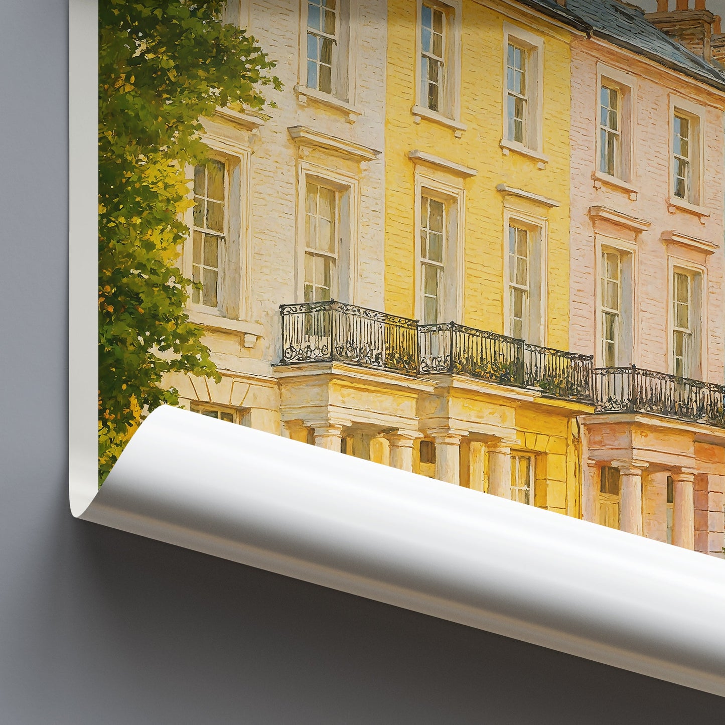 Notting Hill Travel Poster, Colorful London Row Houses | UK Art Print | British Home Decor