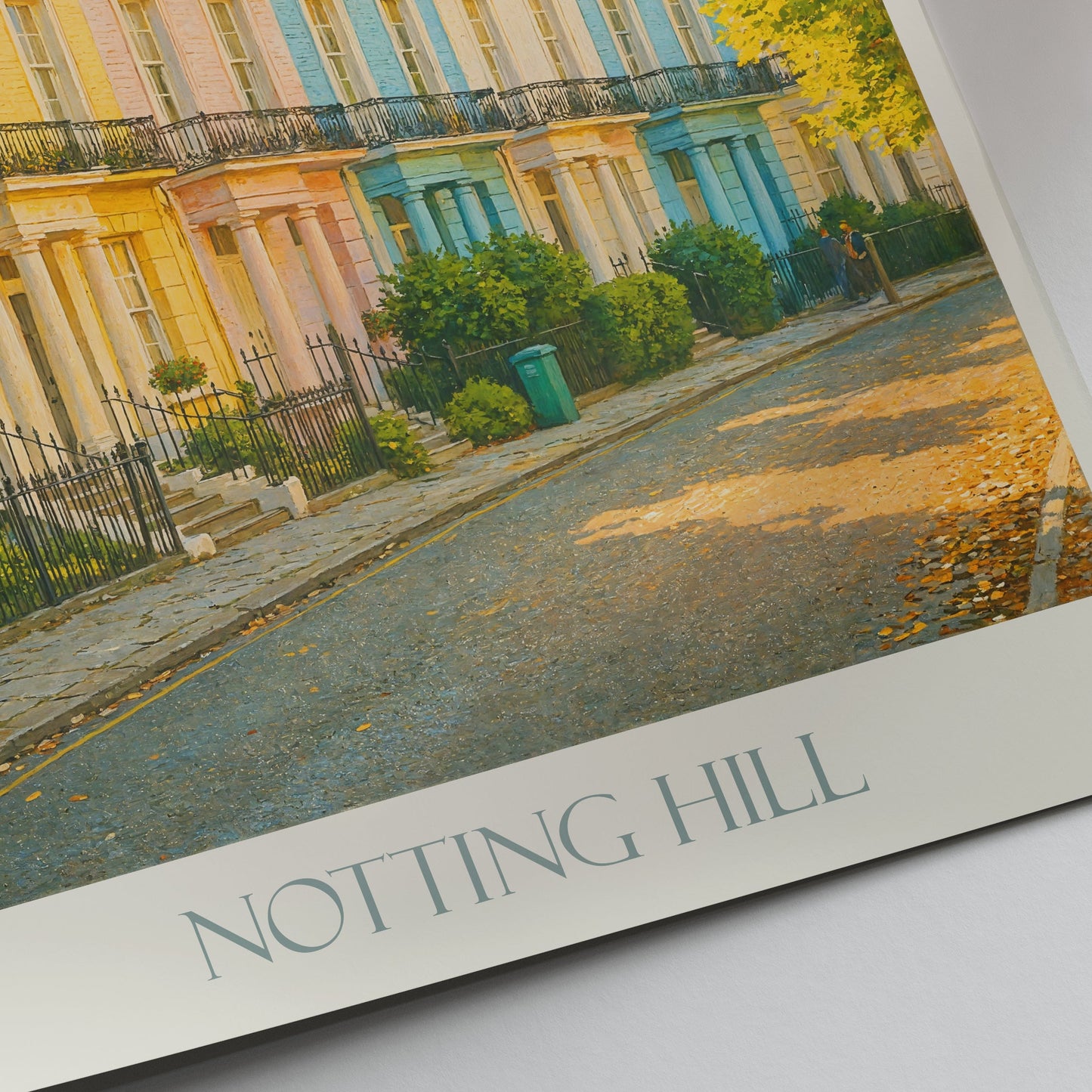 Notting Hill Travel Poster, Colorful London Row Houses | UK Art Print | British Home Decor
