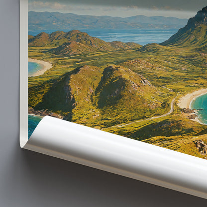 Padar Island Travel Poster | Komodo National Park Art Print | Indonesia Bayscape Wall Decor | Tropical Island Gift