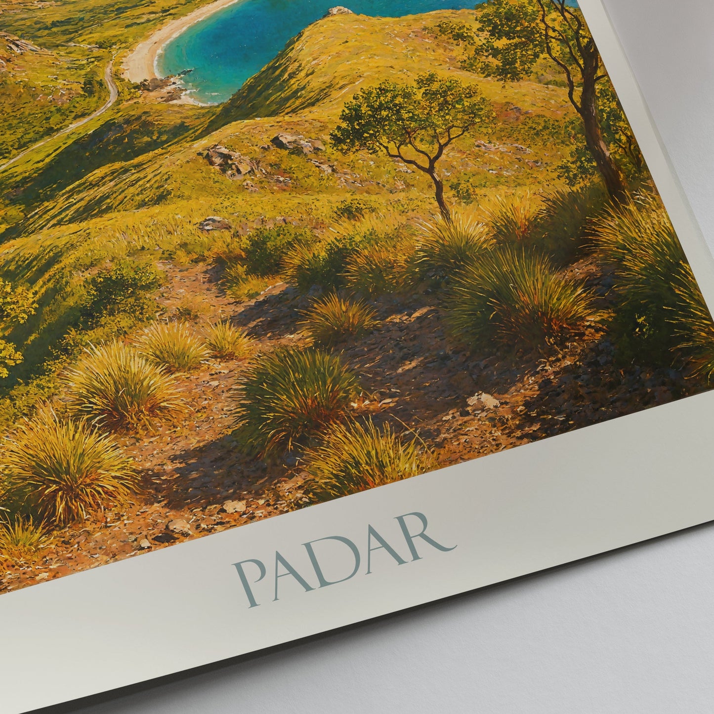 Padar Island Travel Poster | Komodo National Park Art Print | Indonesia Bayscape Wall Decor | Tropical Island Gift