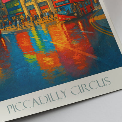 Piccadilly Circus London Travel Poster | Vibrant Cityscape Art Print | UK Wall Decor | British Souvenir Gift