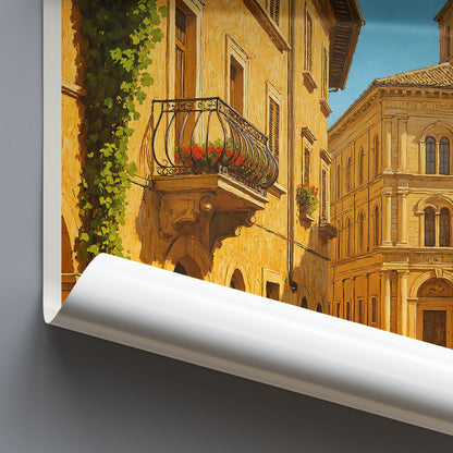 Pienza Travel Poster | Renaissance Street Wall Art Print | Tuscan Italy Home Decor Gift