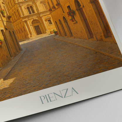 Pienza Travel Poster | Renaissance Street Wall Art Print | Tuscan Italy Home Decor Gift