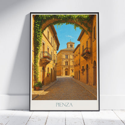 Pienza Travel Poster | Renaissance Street Wall Art Print | Tuscan Italy Home Decor Gift