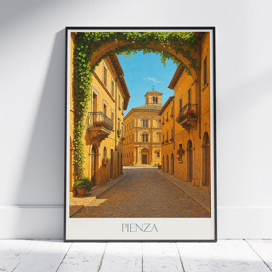 Pienza Travel Poster | Renaissance Street Wall Art Print | Tuscan Italy Home Decor Gift