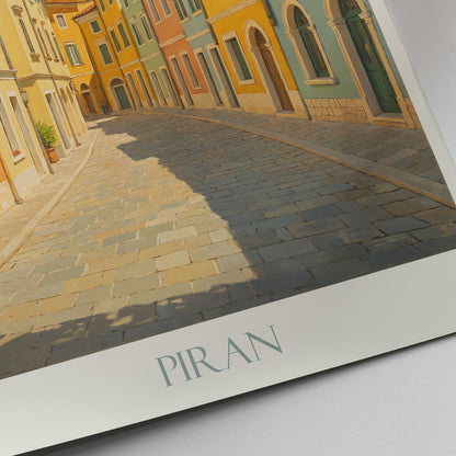 Piran Travel Poster, Slovenia Pastel Architecture Print | Adriatic Coast Wall Art & Vacation Gift