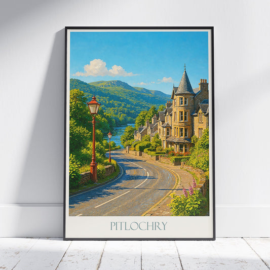 Pitlochry Travel Poster | Scottish Highlands Art Print | Scotland Landscape Wall Art | UK Home Decor Gift