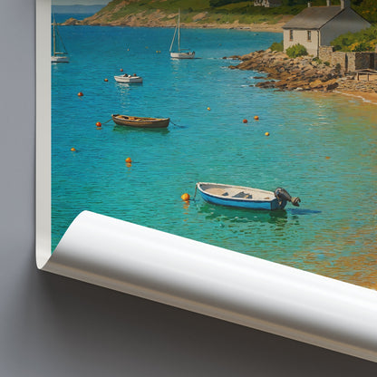 Porthdinllaen Travel Poster, Wales Beach View Art Print | Ty Coch Inn Painting | Coastal Wall Decor | UK Vacation Gift