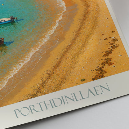 Porthdinllaen Travel Poster, Wales Beach View Art Print | Ty Coch Inn Painting | Coastal Wall Decor | UK Vacation Gift