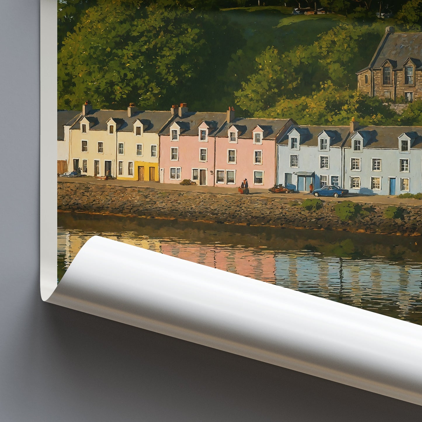 Portree Travel Poster, Isle of Skye | Scotland Harbour Art Print | Colourful Houses Home Decor | Scottish Gift