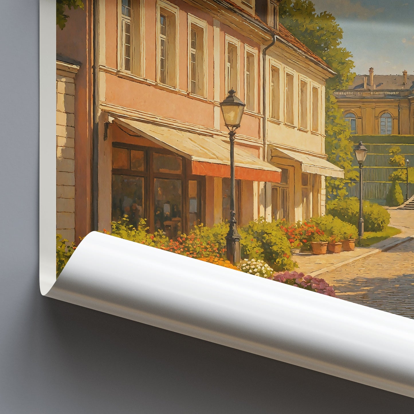 Potsdam Travel Poster | German Palace Art Print | Charming Cobblestone Street Scene | Sanssouci Park Decor | Germany Wall Art Gift