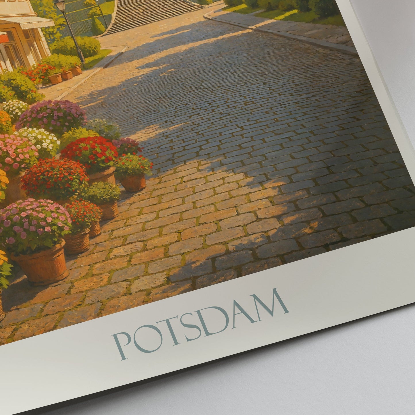 Potsdam Travel Poster | German Palace Art Print | Charming Cobblestone Street Scene | Sanssouci Park Decor | Germany Wall Art Gift