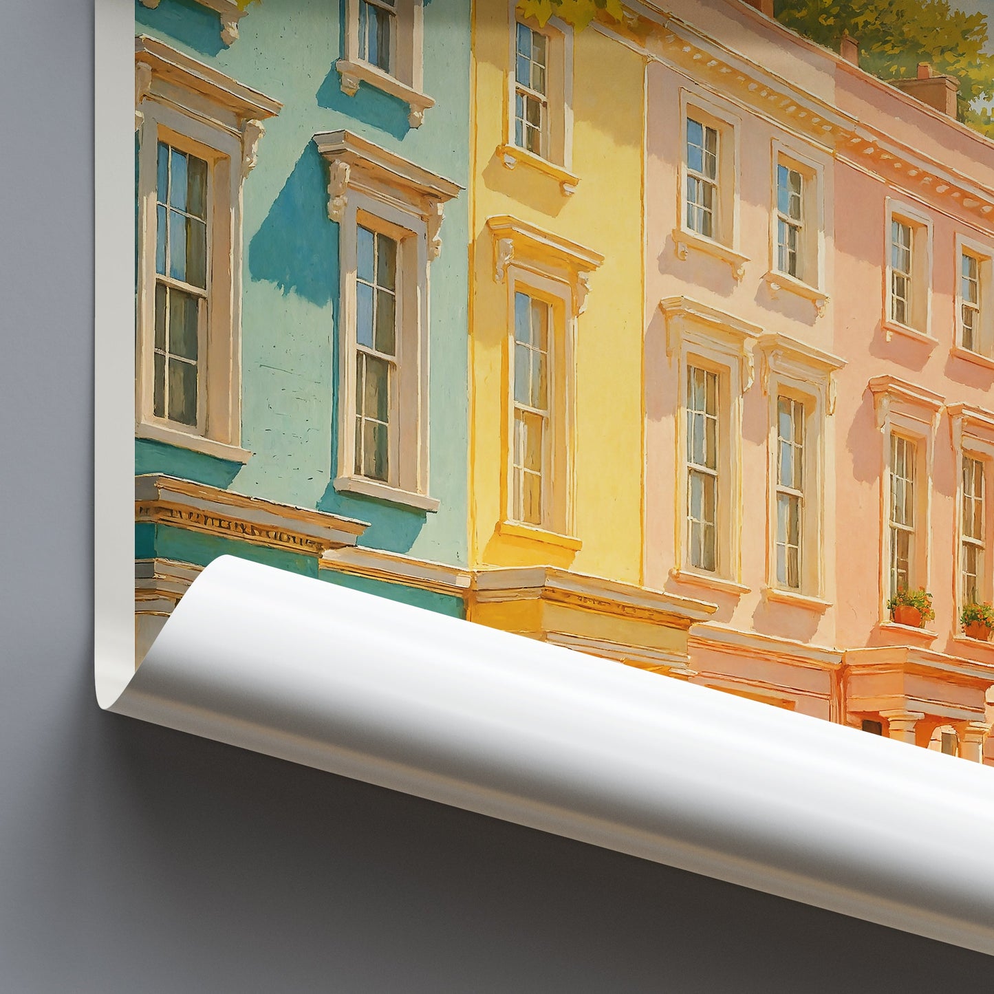 Primrose Hill London Travel Poster | Colorful Pastel Homes Art Print | UK Wall Decor | Charming Cityscape Gift
