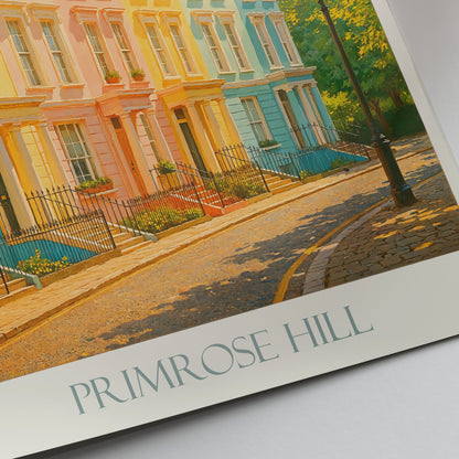 Primrose Hill London Travel Poster | Colorful Pastel Homes Art Print | UK Wall Decor | Charming Cityscape Gift