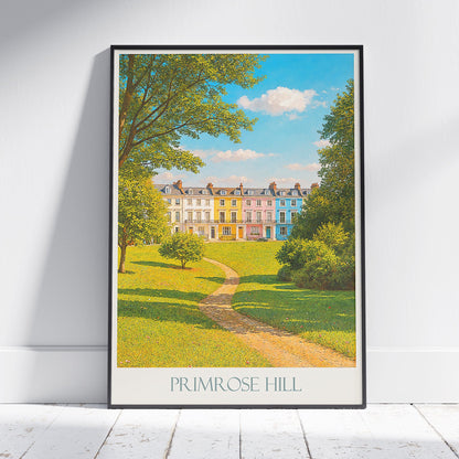 Primrose Hill London Poster | Colorful Homes Art Print | UK Travel Wall Decor