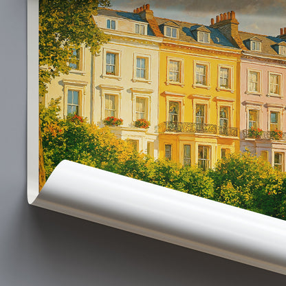 Primrose Hill Travel Poster, Colorful London Homes Art | UK Cityscape Print | British Architecture Wall Art